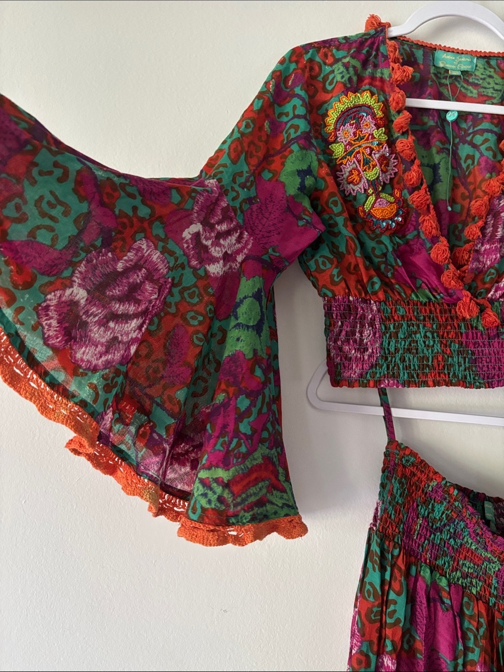 Bohemian Wide Leg Set - Floral Green & Magenta one size - Picture 6 of 8